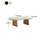 Oval Pine Wood Coffe Table with Wooden Sled Base Cocktail Table Clearhalo 'Coffee & Accent Tables' 'Coffee Tables' 'coffee_tables' 'furn' 'furn_coffee_tables' 'Furniture' 'Living Room Furniture' 5895742