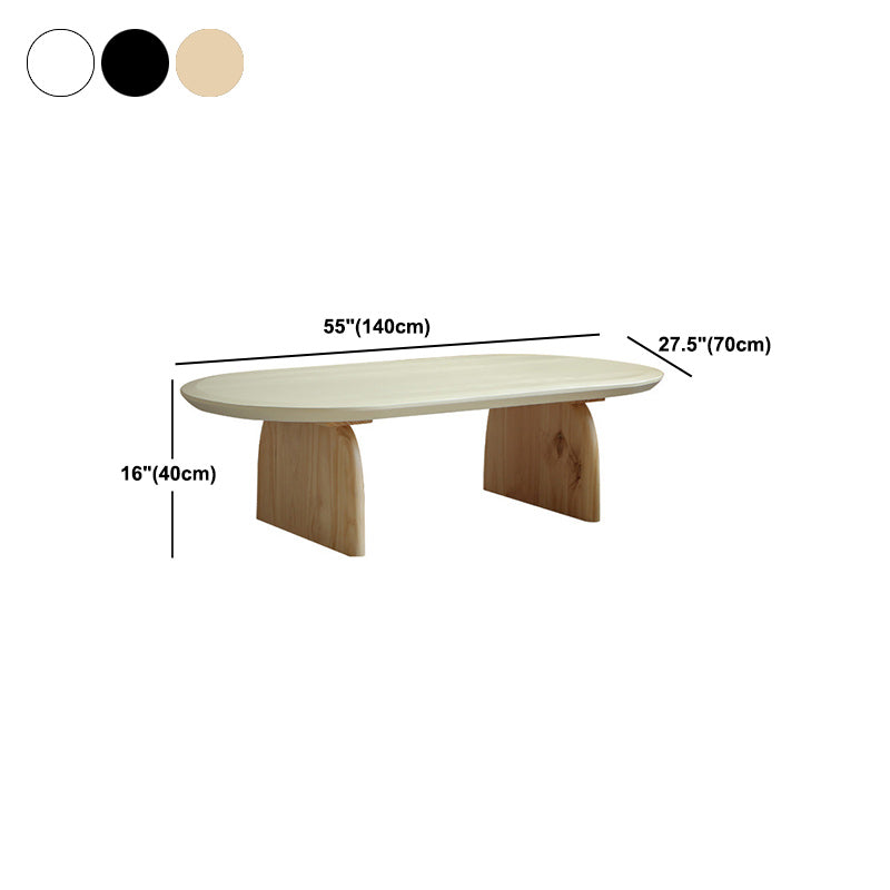 Oval Pine Wood Coffe Table with Wooden Sled Base Cocktail Table Clearhalo 'Coffee & Accent Tables' 'Coffee Tables' 'coffee_tables' 'furn' 'furn_coffee_tables' 'Furniture' 'Living Room Furniture' 5895742