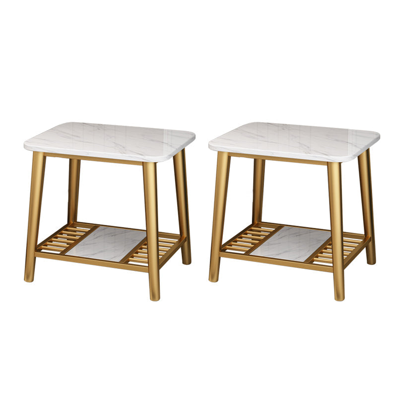 Rectangle Slate Top Side Table 21.65" Tall Metal 4 Legs End Table with Shelf Gold 2 Clearhalo 'Coffee & Accent Tables' 'End & Side Tables' 'end_side_tables' 'furn' 'furn_end_side_tables' 'Furniture' 'Living Room Furniture' 5895910