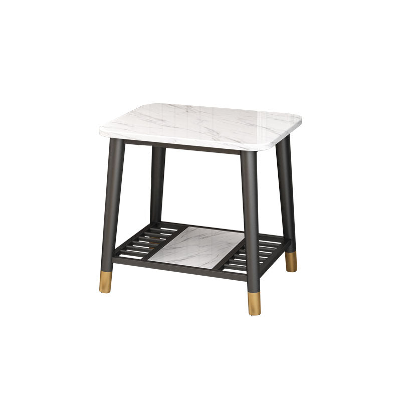 Rectangle Slate Top Side Table 21.65" Tall Metal 4 Legs End Table with Shelf Clearhalo 'Coffee & Accent Tables' 'End & Side Tables' 'end_side_tables' 'furn' 'furn_end_side_tables' 'Furniture' 'Living Room Furniture' 5895915