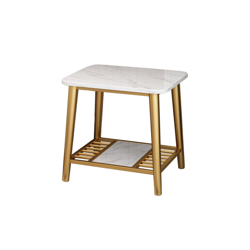 Rectangle Slate Top Side Table 21.65" Tall Metal 4 Legs End Table with Shelf Clearhalo 'Coffee & Accent Tables' 'End & Side Tables' 'end_side_tables' 'furn' 'furn_end_side_tables' 'Furniture' 'Living Room Furniture' 5895916