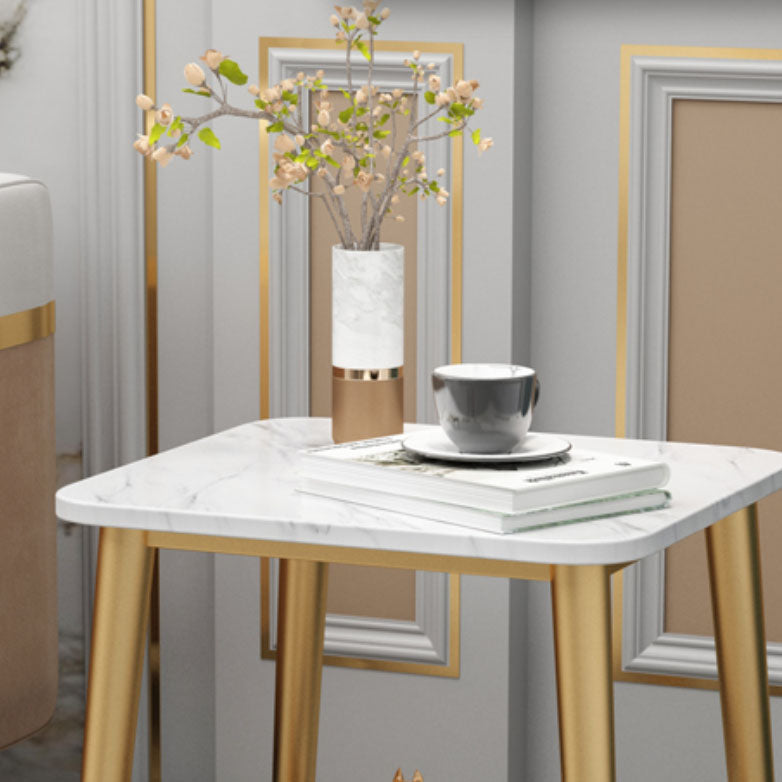 Rectangle Slate Top Side Table 21.65" Tall Metal 4 Legs End Table with Shelf Clearhalo 'Coffee & Accent Tables' 'End & Side Tables' 'end_side_tables' 'furn' 'furn_end_side_tables' 'Furniture' 'Living Room Furniture' 5895918