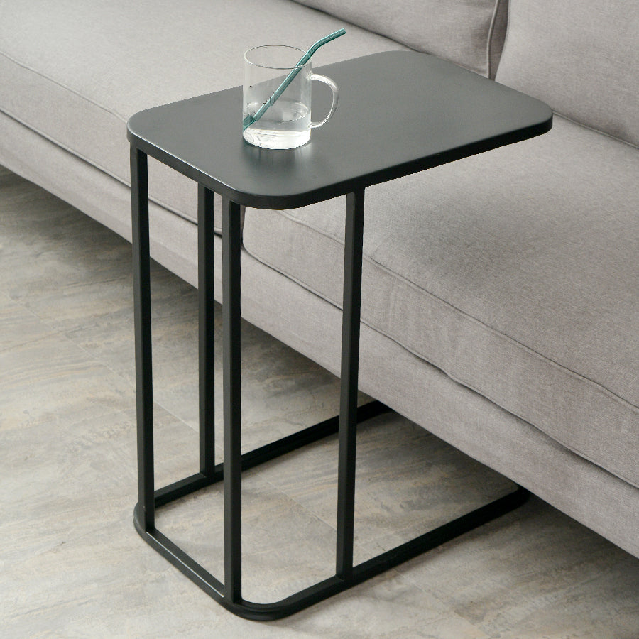Mid-century Modern Rectangle Top End Table 22.8" Tall Metal C Side Table