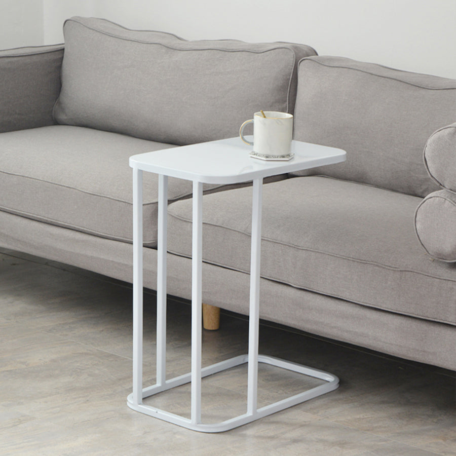 Mid-century Modern Rectangle Top End Table 22.8" Tall Metal C Side Table