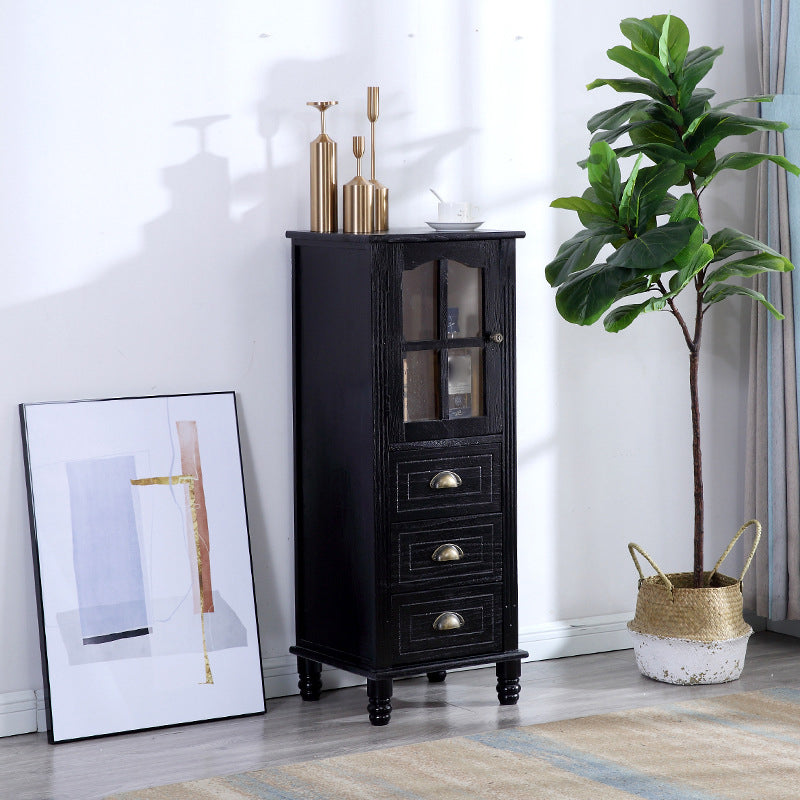 Wood Modern Cabinet Rectangular Minimalist Side Cabinet with Drawer 16"L x 14"W x 41"H Black Clearhalo 'Cabinets & Chests' 'cabinets_chests' 'furn' 'furn_cabinets_chests' 'Furniture' 'Living Room Furniture' 5896159