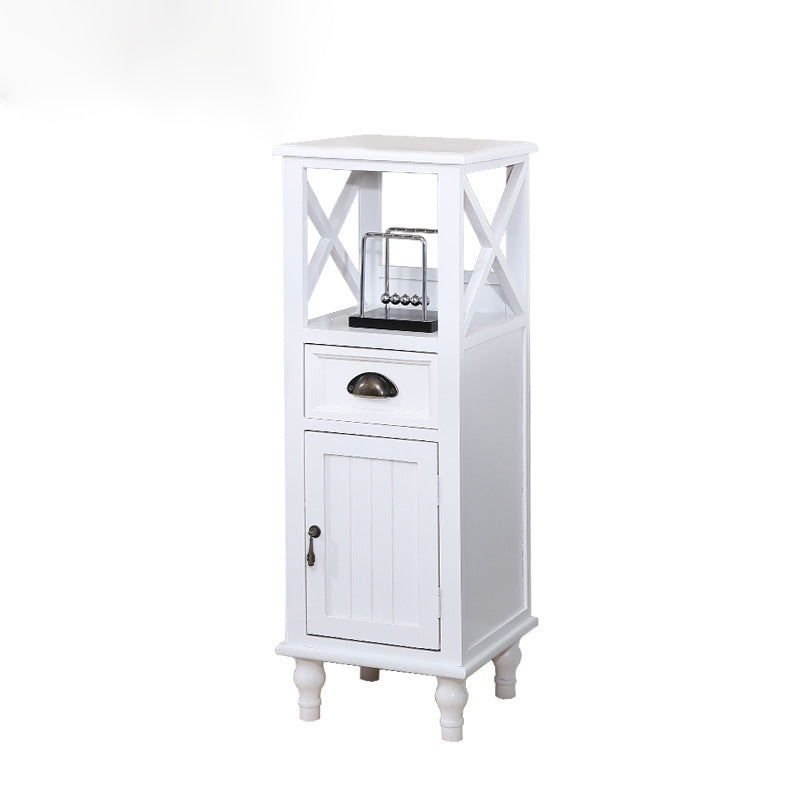 Wood Modern Cabinet Rectangular Minimalist Side Cabinet with Drawer 12"L x 12"W x 33.5"H White Clearhalo 'Cabinets & Chests' 'cabinets_chests' 'furn' 'furn_cabinets_chests' 'Furniture' 'Living Room Furniture' 5896175