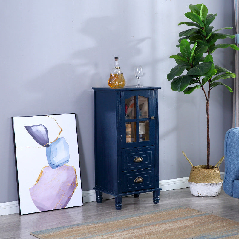 Wood Modern Cabinet Rectangular Minimalist Side Cabinet with Drawer 16"L x 14"W x 35"H Blue Clearhalo 'Cabinets & Chests' 'cabinets_chests' 'furn' 'furn_cabinets_chests' 'Furniture' 'Living Room Furniture' 5896179