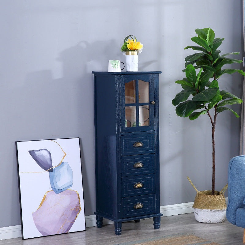 Wood Modern Cabinet Rectangular Minimalist Side Cabinet with Drawer 15.7"L x 13.8"W x 47.2"H Blue Clearhalo 'Cabinets & Chests' 'cabinets_chests' 'furn' 'furn_cabinets_chests' 'Furniture' 'Living Room Furniture' 5896180