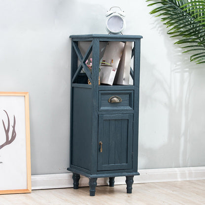 Wood Modern Cabinet Rectangular Minimalist Side Cabinet with Drawer 12"L x 12"W x 33.5"H Blue Clearhalo 'Cabinets & Chests' 'cabinets_chests' 'furn' 'furn_cabinets_chests' 'Furniture' 'Living Room Furniture' 5896182