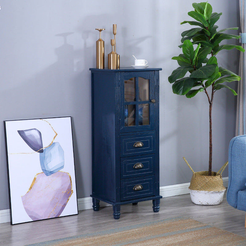 Wood Modern Cabinet Rectangular Minimalist Side Cabinet with Drawer 16"L x 14"W x 41"H Blue Clearhalo 'Cabinets & Chests' 'cabinets_chests' 'furn' 'furn_cabinets_chests' 'Furniture' 'Living Room Furniture' 5896183