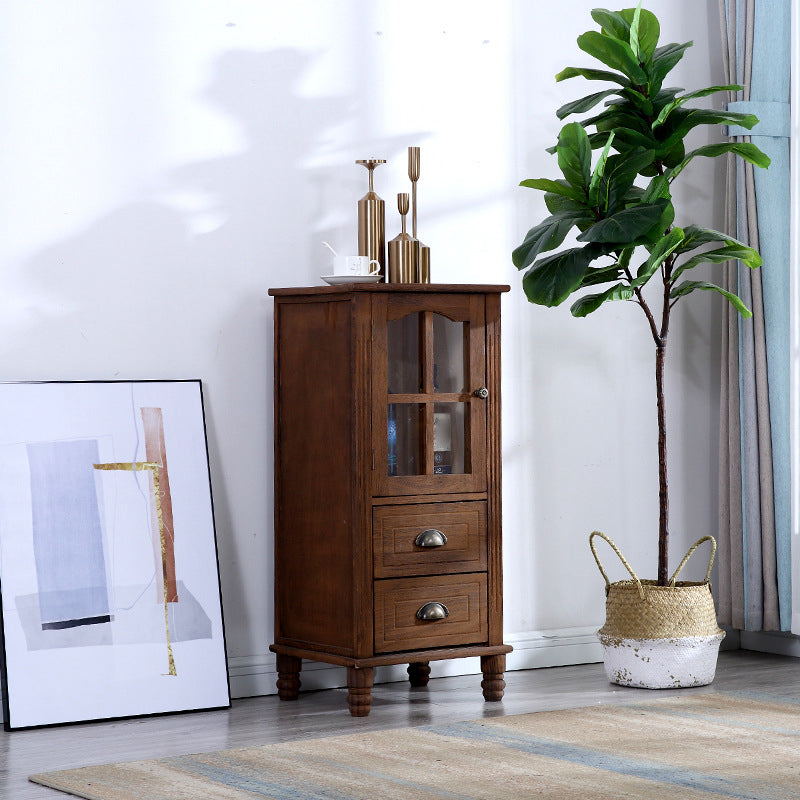 Wood Modern Cabinet Rectangular Minimalist Side Cabinet with Drawer 16"L x 14"W x 35"H Brown Clearhalo 'Cabinets & Chests' 'cabinets_chests' 'furn' 'furn_cabinets_chests' 'Furniture' 'Living Room Furniture' 5896184