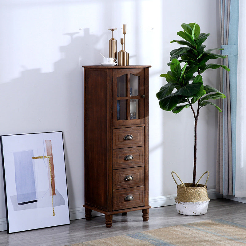 Wood Modern Cabinet Rectangular Minimalist Side Cabinet with Drawer 15.7"L x 13.8"W x 47.2"H Brown Clearhalo 'Cabinets & Chests' 'cabinets_chests' 'furn' 'furn_cabinets_chests' 'Furniture' 'Living Room Furniture' 5896187