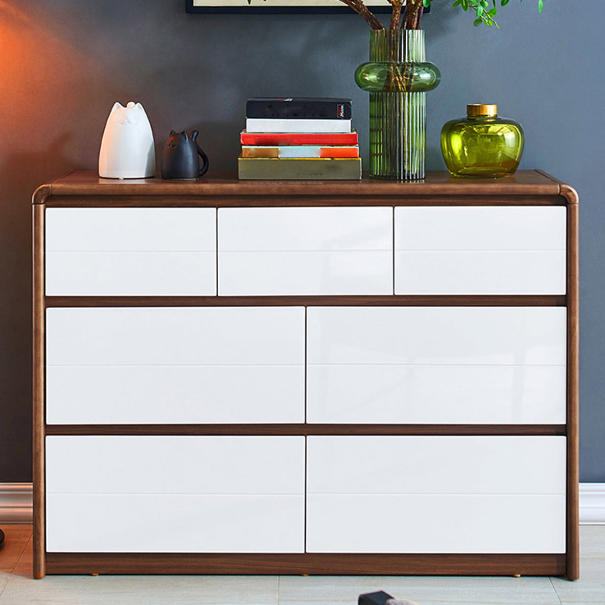 Mobile rettangolare moderno mobile laterale minimalista in legno con cassetto