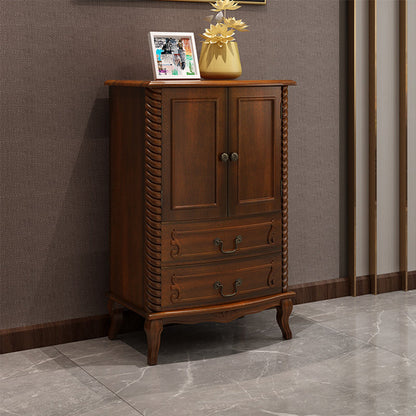 El anillo de gabinete de madera moderno de mediados de siglo tira del gabinete lateral con cajón