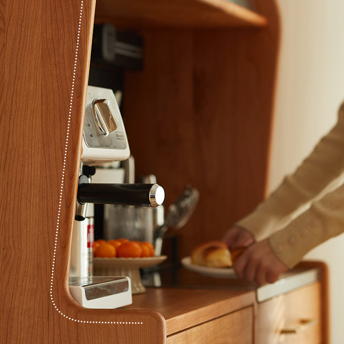 4-Schrägerkiefern Holz Sideboard moderne Glasschiebetür Schränke Credenka für Wohnzimmer