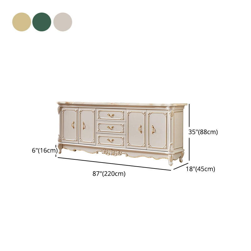 Glam 2-door Sideboard in White Solid Wood with Marble for Living Room Clearhalo 'buffet_sideboard' 'Buffets & Sideboards' 'furn' 'furn_buffet_sideboard' 'Furniture' 'Kitchen & Dining Furniture' 5896289
