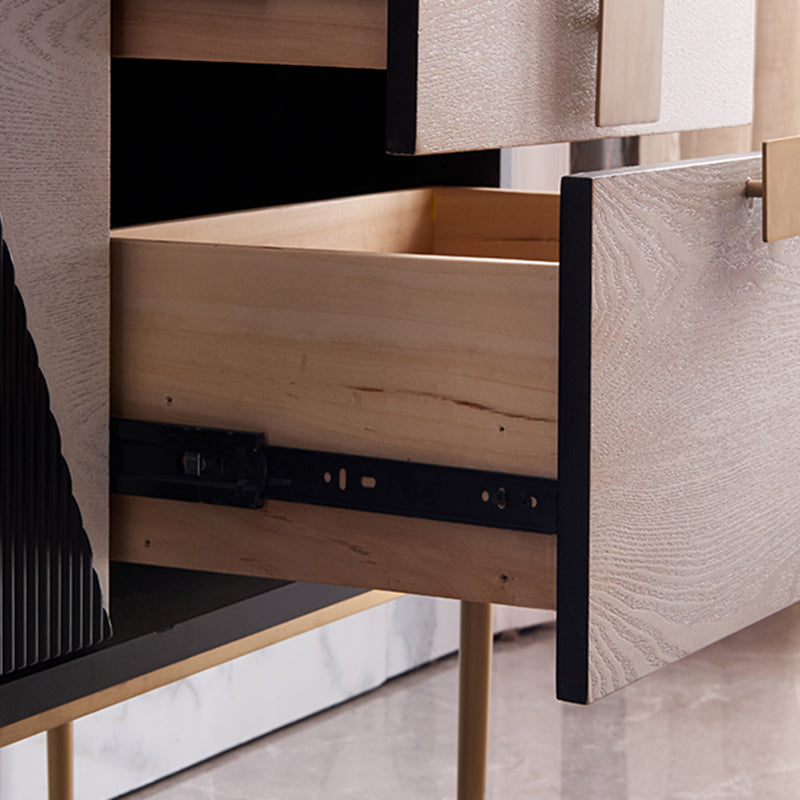 Glam -stijl dressoir houten dressoir met metalen benen voor woonkamer