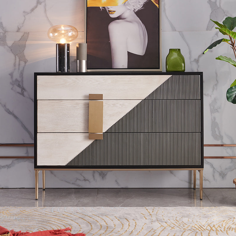 Glam -stijl dressoir houten dressoir met metalen benen voor woonkamer