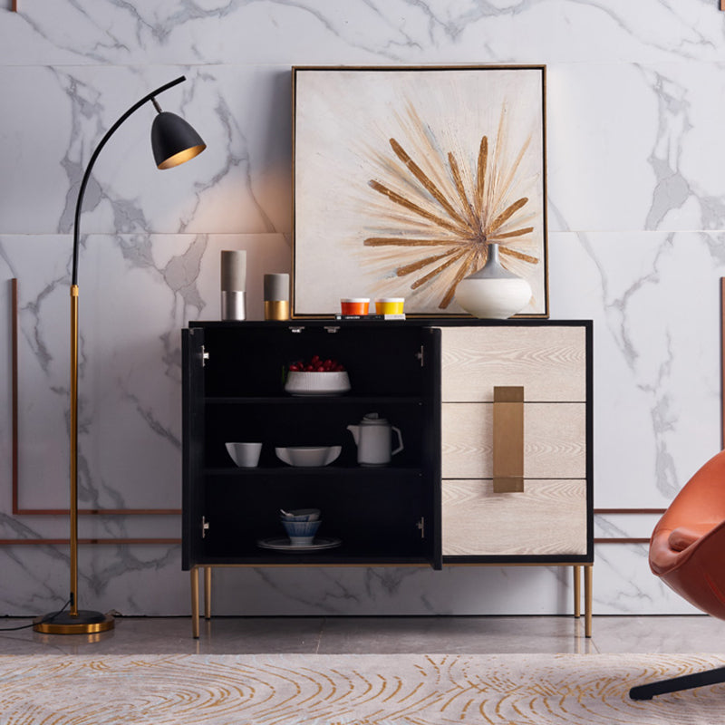 Glam -stijl dressoir houten dressoir met metalen benen voor woonkamer