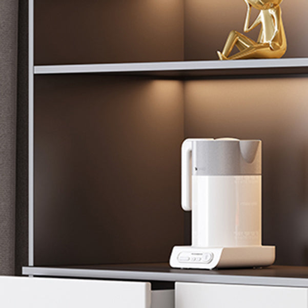 Gabinete contemporáneo de puertas de vidrio de madera de ingeniería sin luces LED sin luces LED