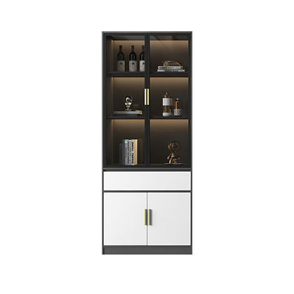 Glam Style Side Board Engineered Wood Sideboard for Dining Room 31"L x 16"W x 79"H Black-Gray