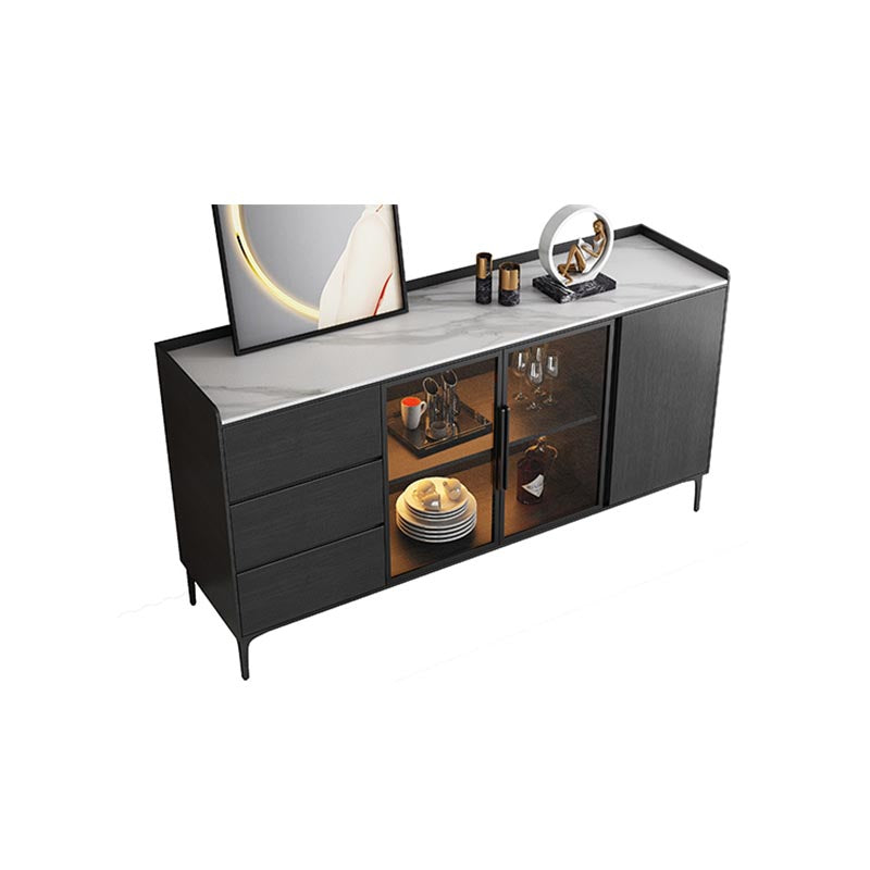 Aguardar contemporáneo de piedra en la parte superior de la madera de ingeniería para comedor con cajones