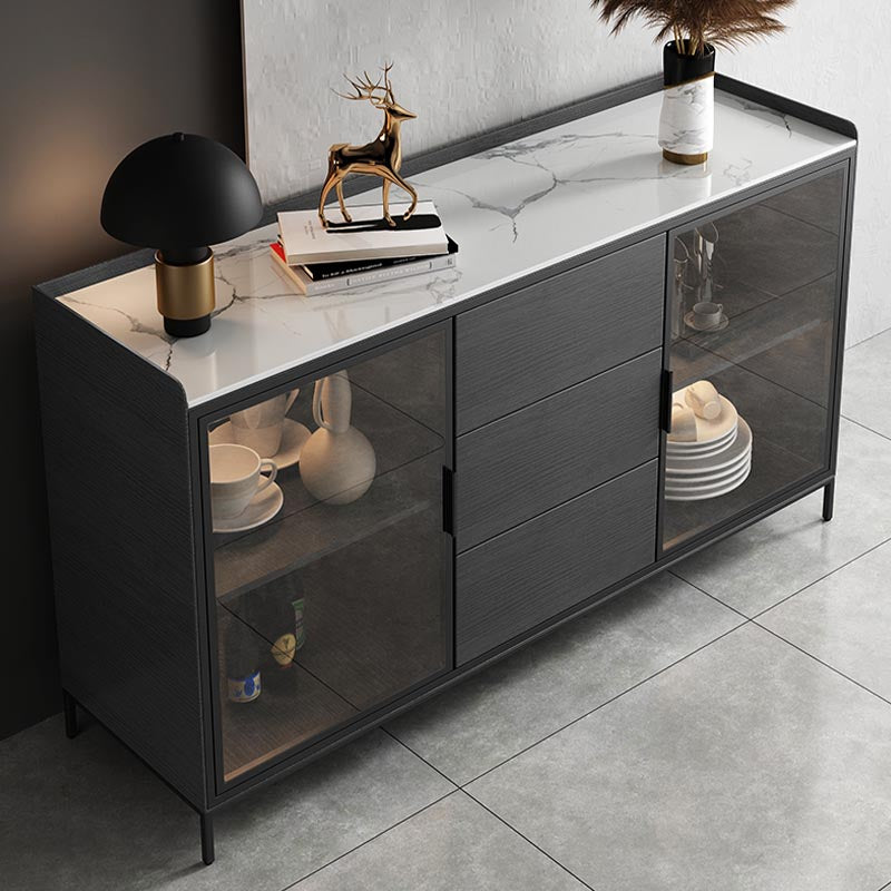 Aguardar contemporáneo de piedra en la parte superior de la madera de ingeniería para comedor con cajones