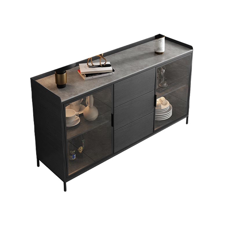 Aguardar contemporáneo de piedra en la parte superior de la madera de ingeniería para comedor con cajones