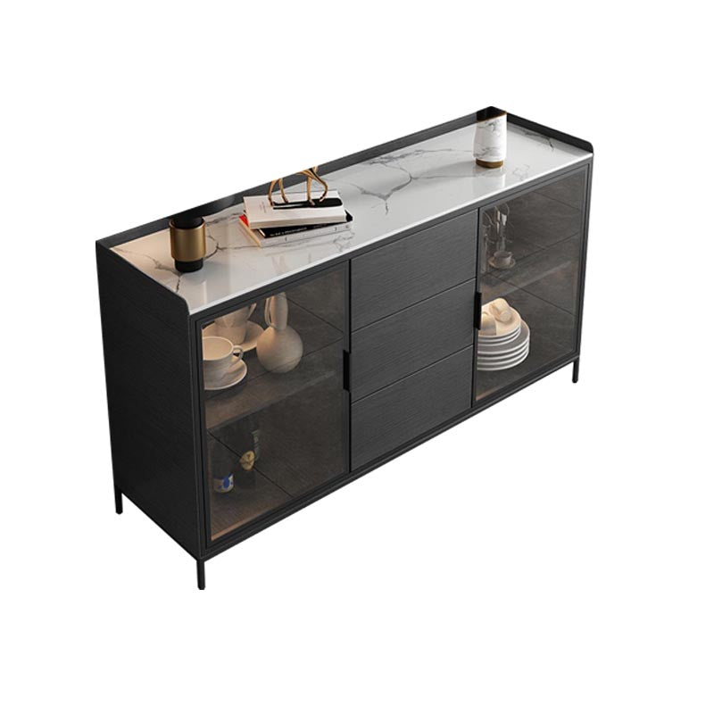 Aguardar contemporáneo de piedra en la parte superior de la madera de ingeniería para comedor con cajones