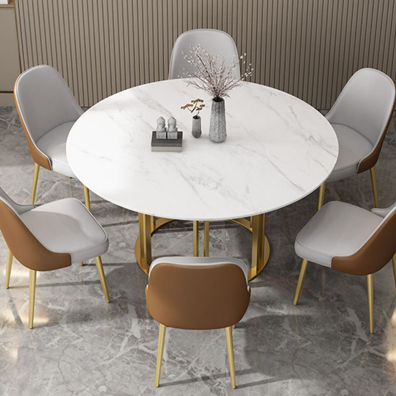 Table à manger à hauteur standard traditionnelle rond avec base de piédestal