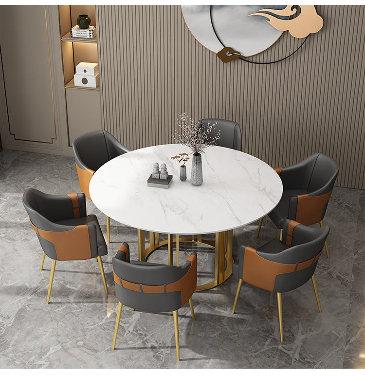 Table à manger à hauteur standard traditionnelle rond avec base de piédestal