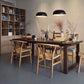 Natural Pine Wood Dining Table Contemporary Rectangle Sled Base Table