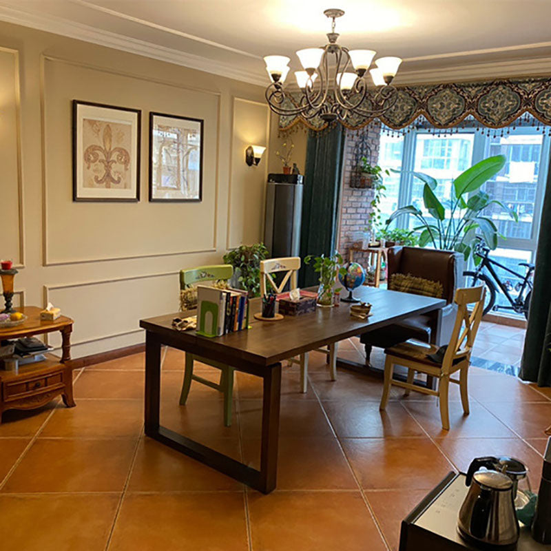 Natural Pine Wood Dining Table Contemporary Rectangle Sled Base Table