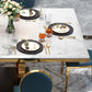 White Table Stone Top Traditional Luxury Rectangle Table with Stainless Steel Frame Clearhalo 'Dining Tables & Seating' 'Dining Tables' 'dining_table' 'furn' 'furn_dining_table' 'Furniture' 'Kitchen & Dining Furniture' 5896718