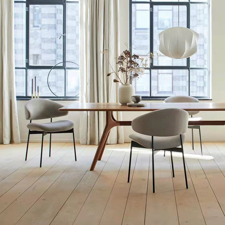 Table à manger en bois massif naturel meubles rectangulaires modernes avec double piédestal pour la maison