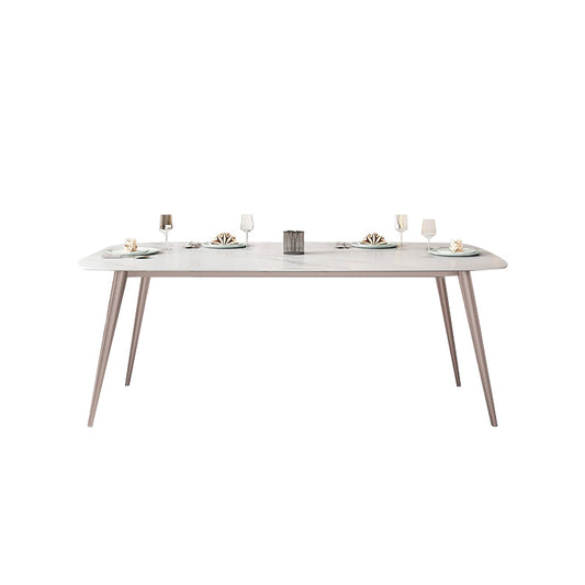 Tavolo di metallo di 4 piedi viola Modern Stone top rettangolo fisso Tavolo fisso