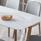 White Dining Table with Trestle Base Modern Natural Frame Dinner Room Kitchen Table