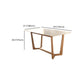 White Dining Table with Trestle Base Modern Natural Frame Dinner Room Kitchen Table