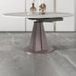 Round Steel Pedestal Dining Table Modern Dining Table with Leaf Extension Purple 53.1"L x 53.1"W x 29.5"H Without Chairs Clearhalo 'Dining Tables & Seating' 'Dining Tables' 'dining_table' 'furn' 'furn_dining_table' 'Furniture' 'Kitchen & Dining Furniture' 5896823