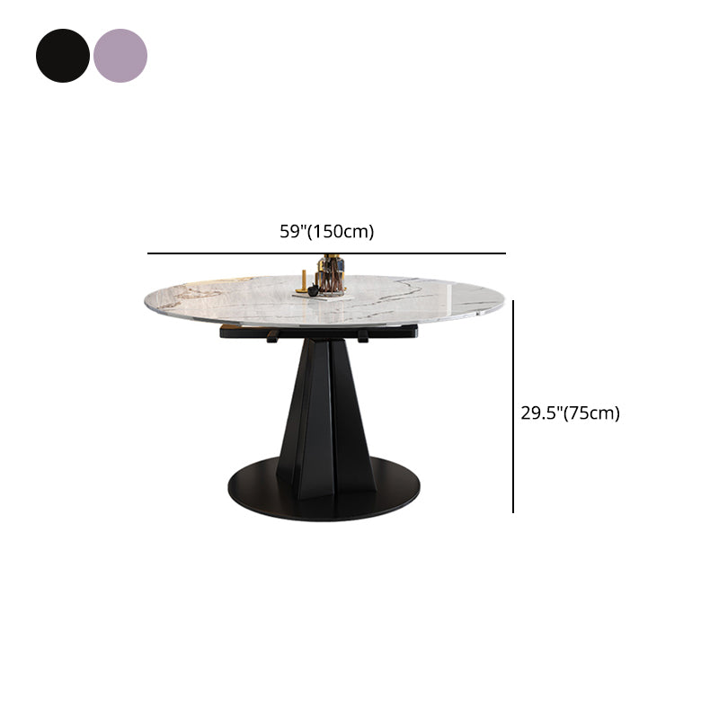 Round Steel Pedestal Dining Table Modern Dining Table with Leaf Extension Clearhalo 'Dining Tables & Seating' 'Dining Tables' 'dining_table' 'furn' 'furn_dining_table' 'Furniture' 'Kitchen & Dining Furniture' 5896834