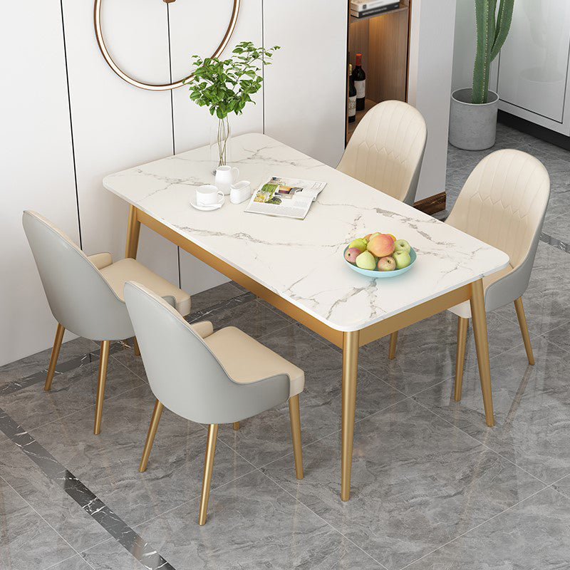 Sintered Stone Dining Table Traditional Luxury Rectangle Table for Home Gold 63"L x 31.5"W x 29.5"H Without Chairs Clearhalo 'Dining Tables & Seating' 'Dining Tables' 'dining_table' 'furn' 'furn_dining_table' 'Furniture' 'Kitchen & Dining Furniture' 5896837