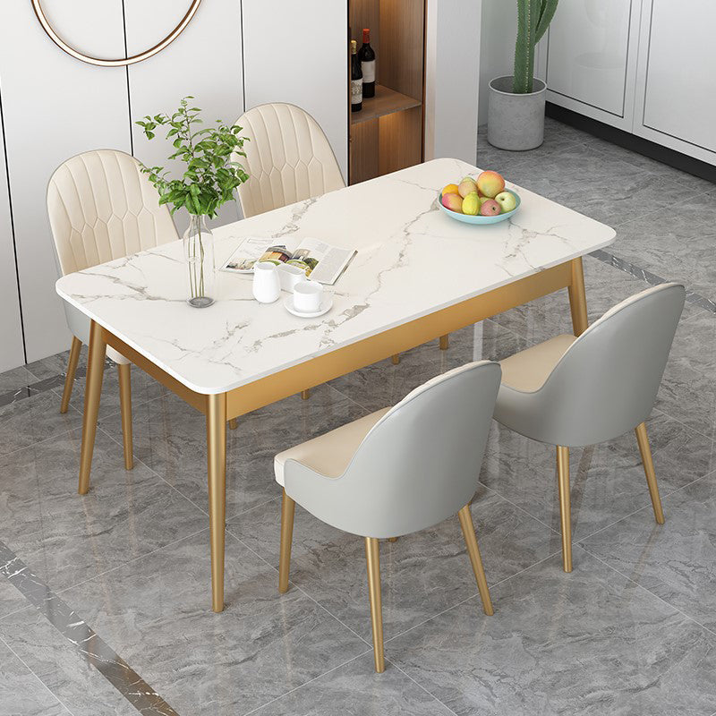 Sintered Stone Dining Table Traditional Luxury Rectangle Table for Home Gold 47.2"L x 23.6"W x 29.5"H Without Chairs Clearhalo 'Dining Tables & Seating' 'Dining Tables' 'dining_table' 'furn' 'furn_dining_table' 'Furniture' 'Kitchen & Dining Furniture' 5896838