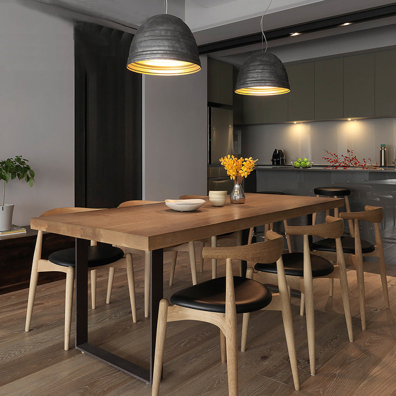 Industrial Dining Table with Brown Pine Rectangle Dining Table for Kitchen without Chair 63"L x 27.6"W x 29.5"H Without Chairs Clearhalo 'Dining Tables & Seating' 'Dining Tables' 'dining_table' 'furn' 'furn_dining_table' 'Furniture' 'Kitchen & Dining Furniture' 5896854
