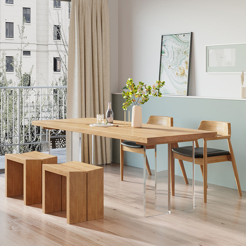 Modern Wood Top Dining Table Double Pedestal Table for Kitchen 70.9"L x 31.5"W x 29.5"H Without Chairs Clearhalo 'Dining Tables & Seating' 'Dining Tables' 'dining_table' 'furn' 'furn_dining_table' 'Furniture' 'Kitchen & Dining Furniture' 5896931