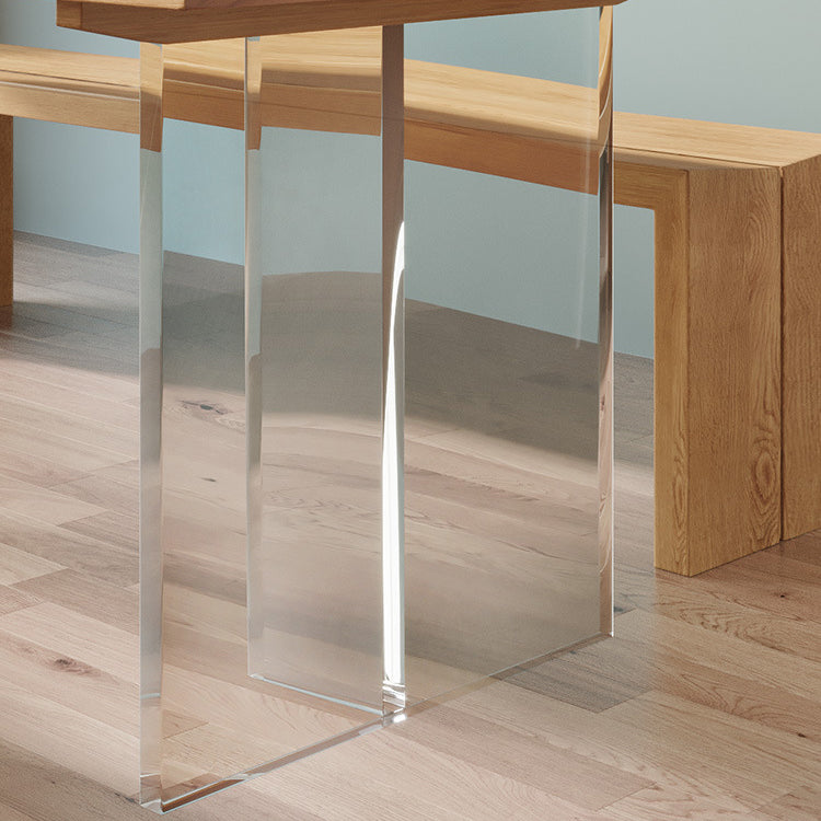 Modern Wood Top Dining Table Double Pedestal Table for Kitchen Clearhalo 'Dining Tables & Seating' 'Dining Tables' 'dining_table' 'furn' 'furn_dining_table' 'Furniture' 'Kitchen & Dining Furniture' 5896937