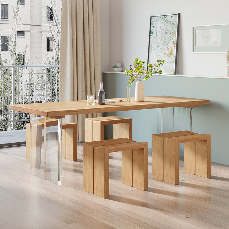 Modern Wood Top Dining Table Double Pedestal Table for Kitchen Clearhalo 'Dining Tables & Seating' 'Dining Tables' 'dining_table' 'furn' 'furn_dining_table' 'Furniture' 'Kitchen & Dining Furniture' 5896938