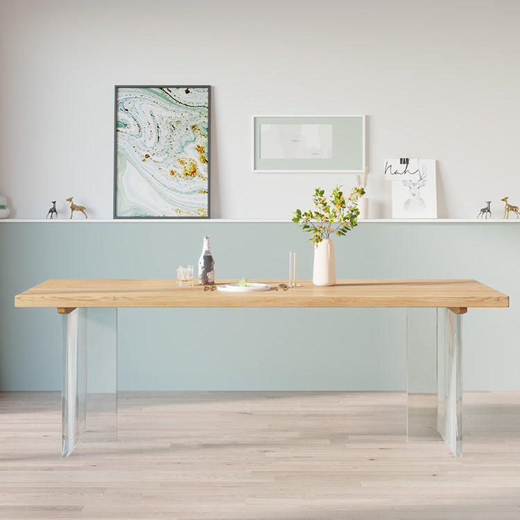 Modern Wood Top Dining Table Double Pedestal Table for Kitchen Clearhalo 'Dining Tables & Seating' 'Dining Tables' 'dining_table' 'furn' 'furn_dining_table' 'Furniture' 'Kitchen & Dining Furniture' 5896943