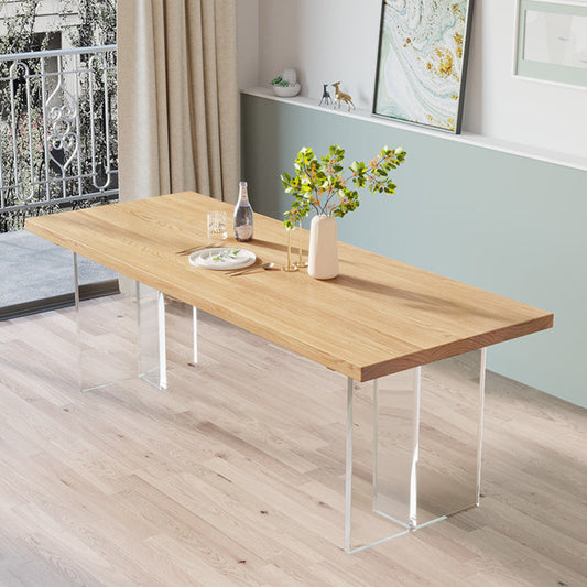 Modern Wood Top Dining Table Double Pedestal Table for Kitchen Clearhalo 'Dining Tables & Seating' 'Dining Tables' 'dining_table' 'furn' 'furn_dining_table' 'Furniture' 'Kitchen & Dining Furniture' 5896944