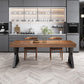 Metal Industrial Rectangle Dining Table Pine Wood Top Table for Dining Room