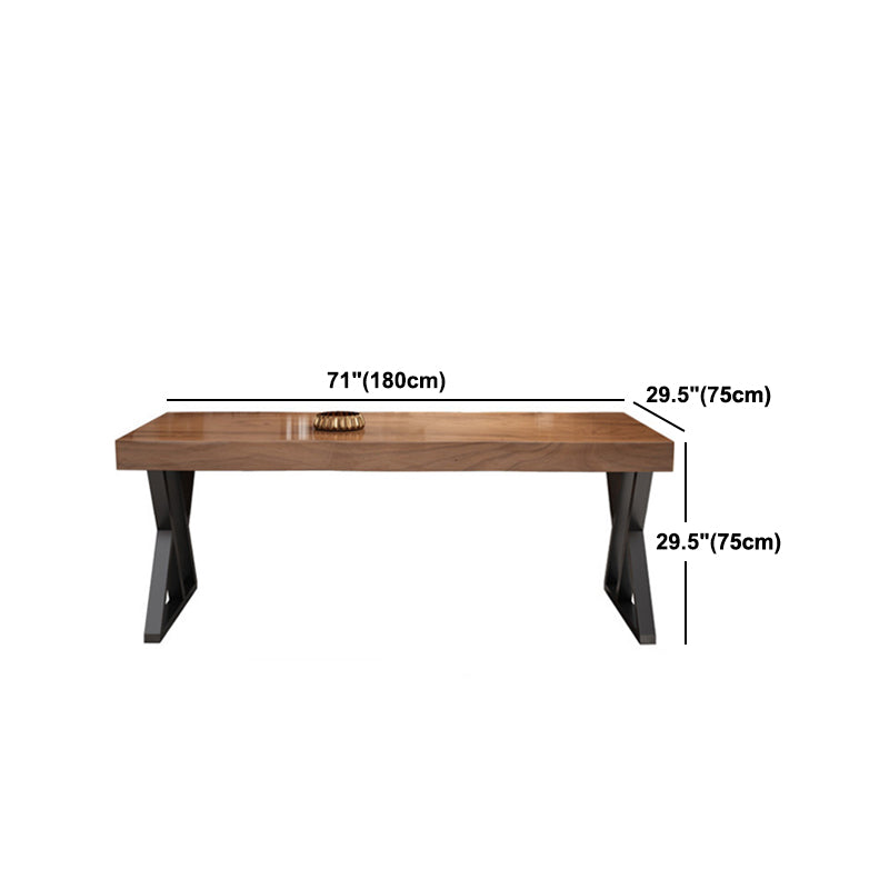 Metal Industrial Rectangle Dining Table Pine Wood Top Table for Dining Room